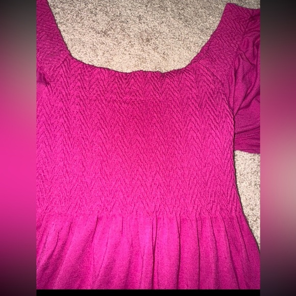 WOMENS AUTH J.J. BASICS SHORT SLEEVE JACQUARD KNIT DRESS NEW MAGENTA SZ M/L - Picture 4 of 6